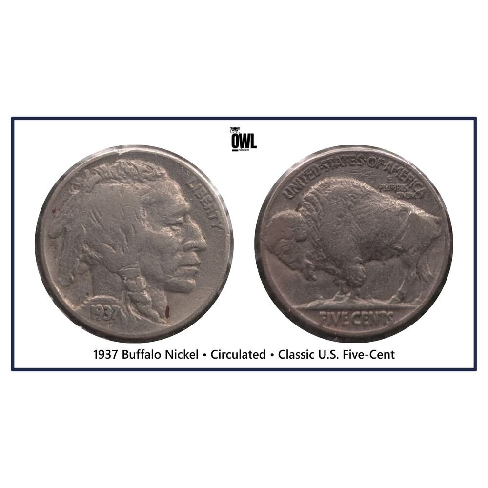 1937 Buffalo Nickel • Circulated • Classic U.S. Five‑Cent • UMM Finds